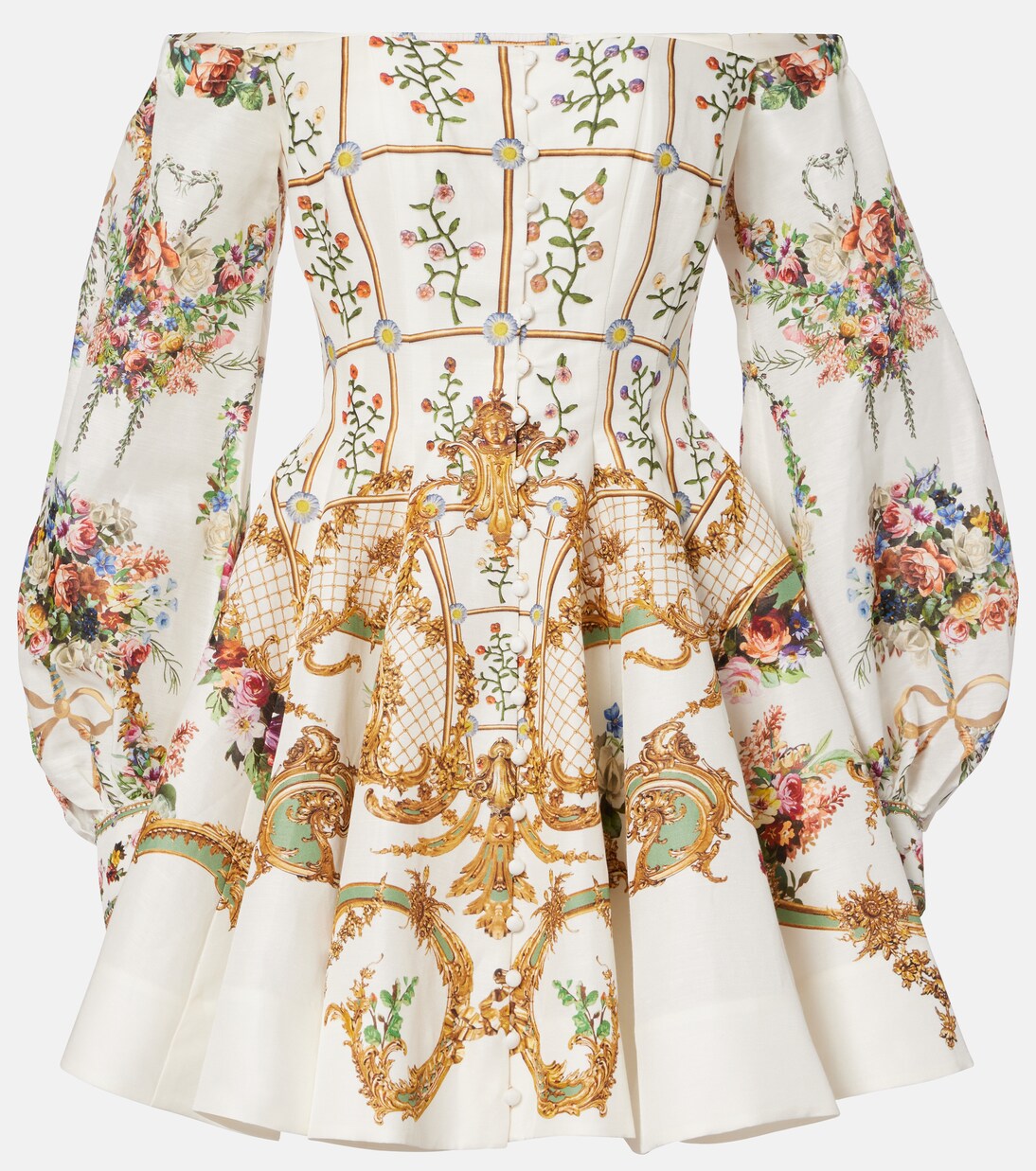 Robe bustier en lin et soie à fleurs | Camilla