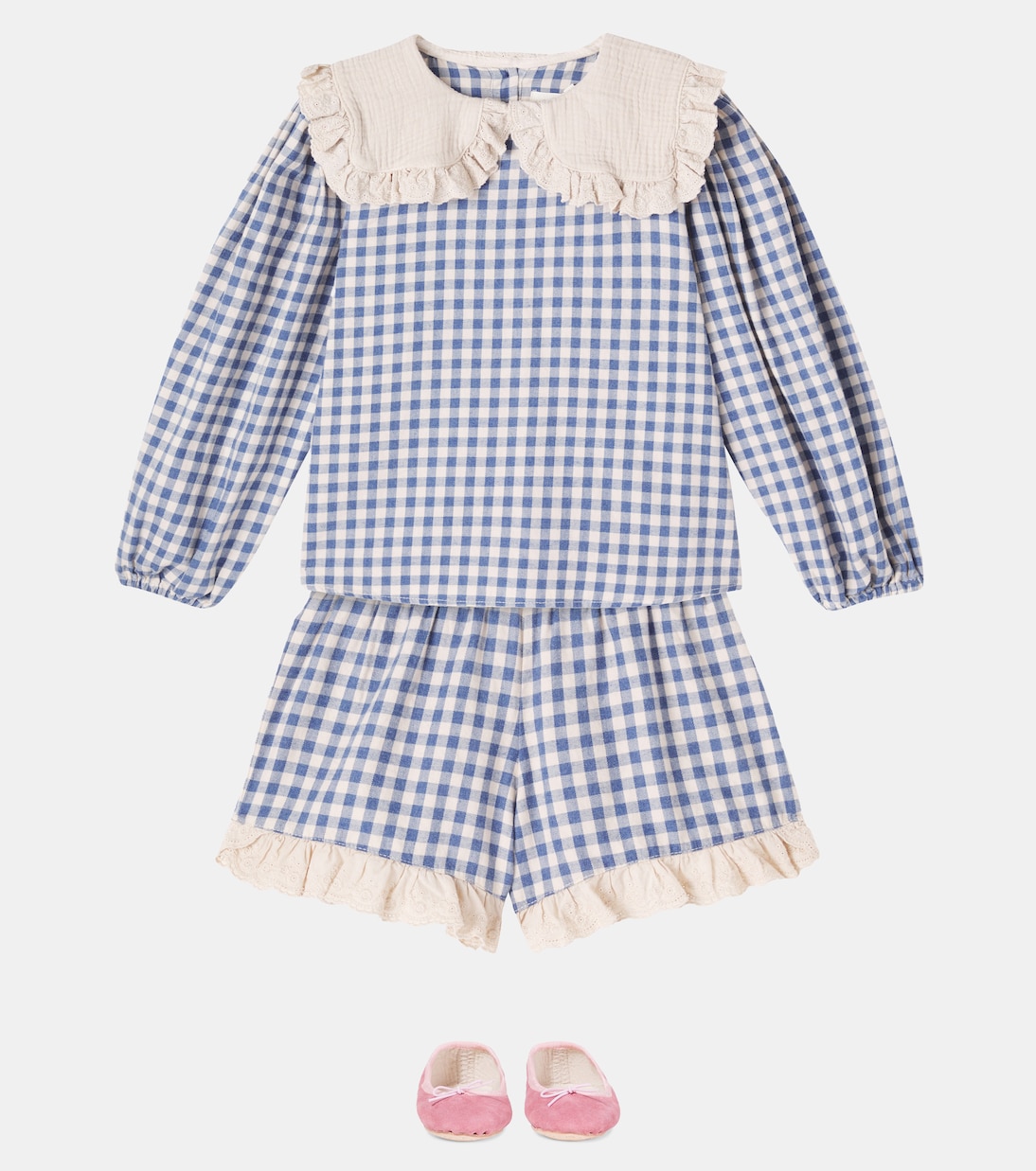 Belen gingham cotton flannel blouse | Cozmo
