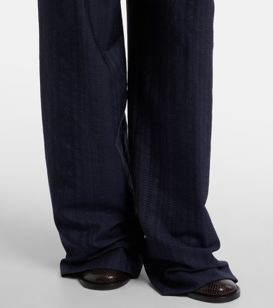 Pantalones anchos de lana con cinturón | Dries Van Noten