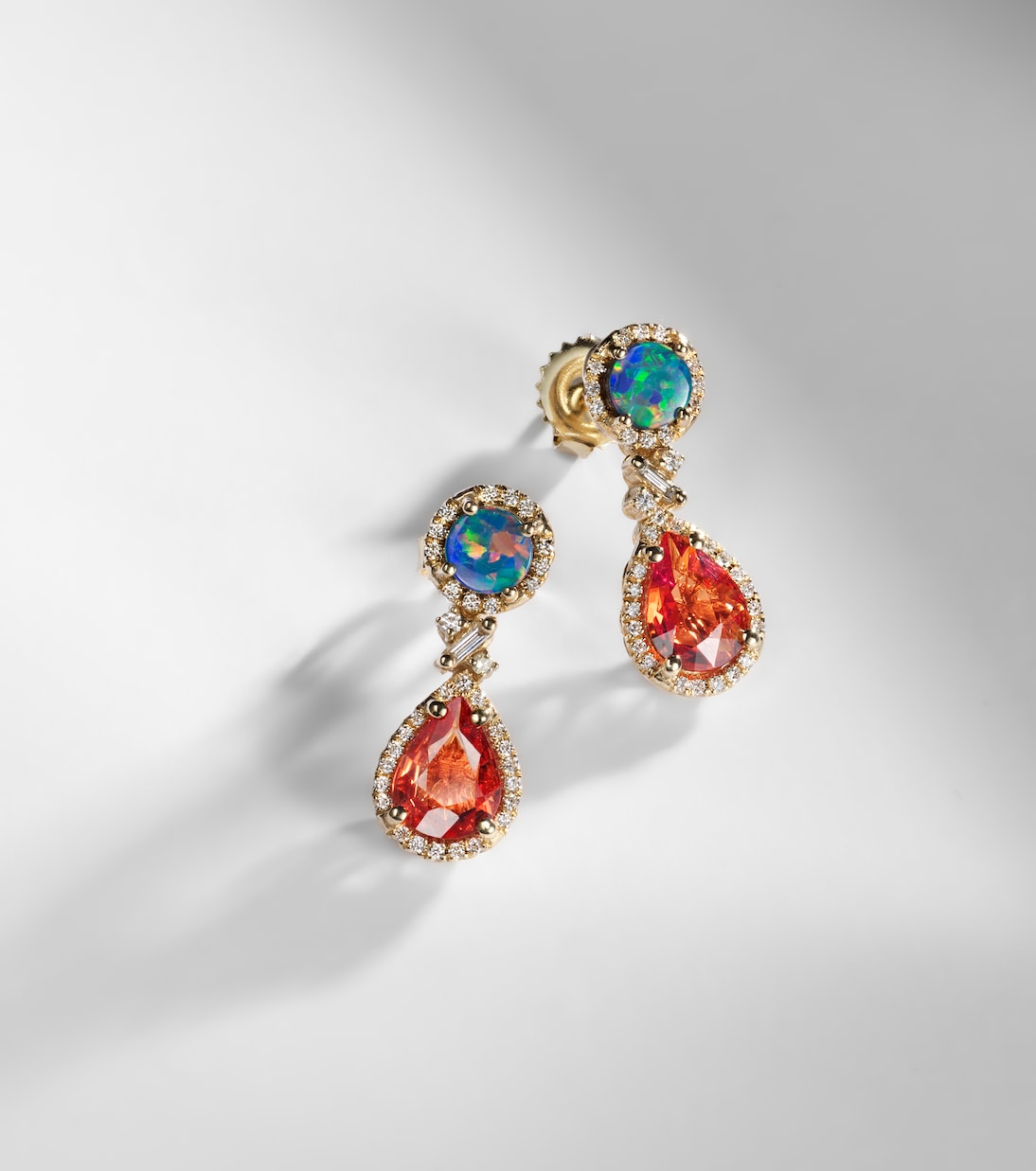 Doublet 18kt gold drop earrings with gemstones | Suzanne Kalan