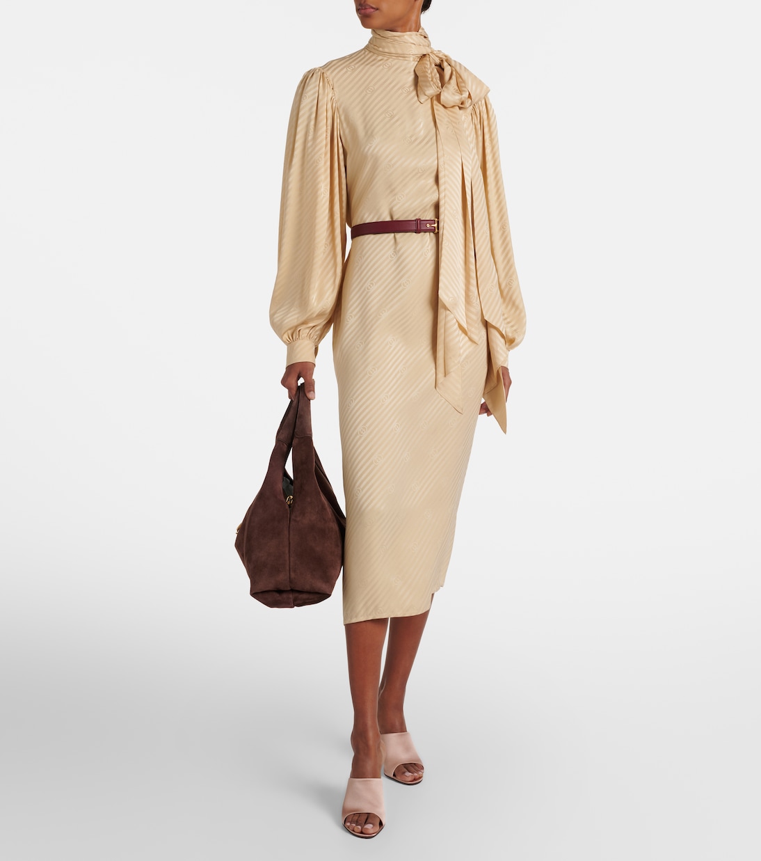 Midikleid GG aus Seiden-Jacquard | Gucci