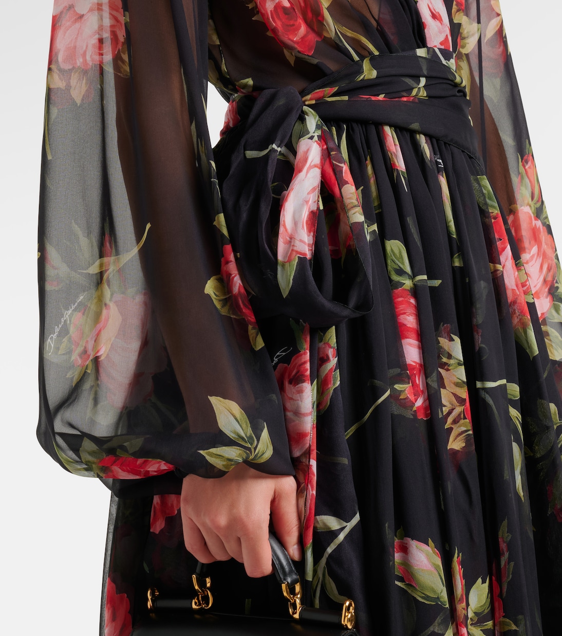 Robe midi en soie à fleurs | Dolce&Gabbana