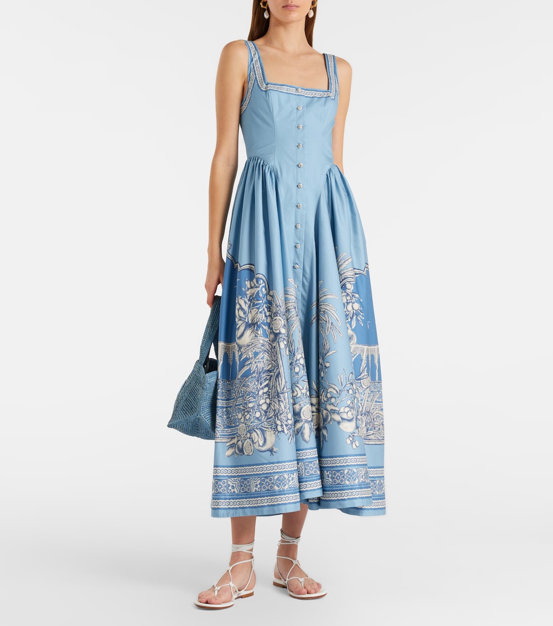 Robe midi Villa Romantica en coton | Alémais