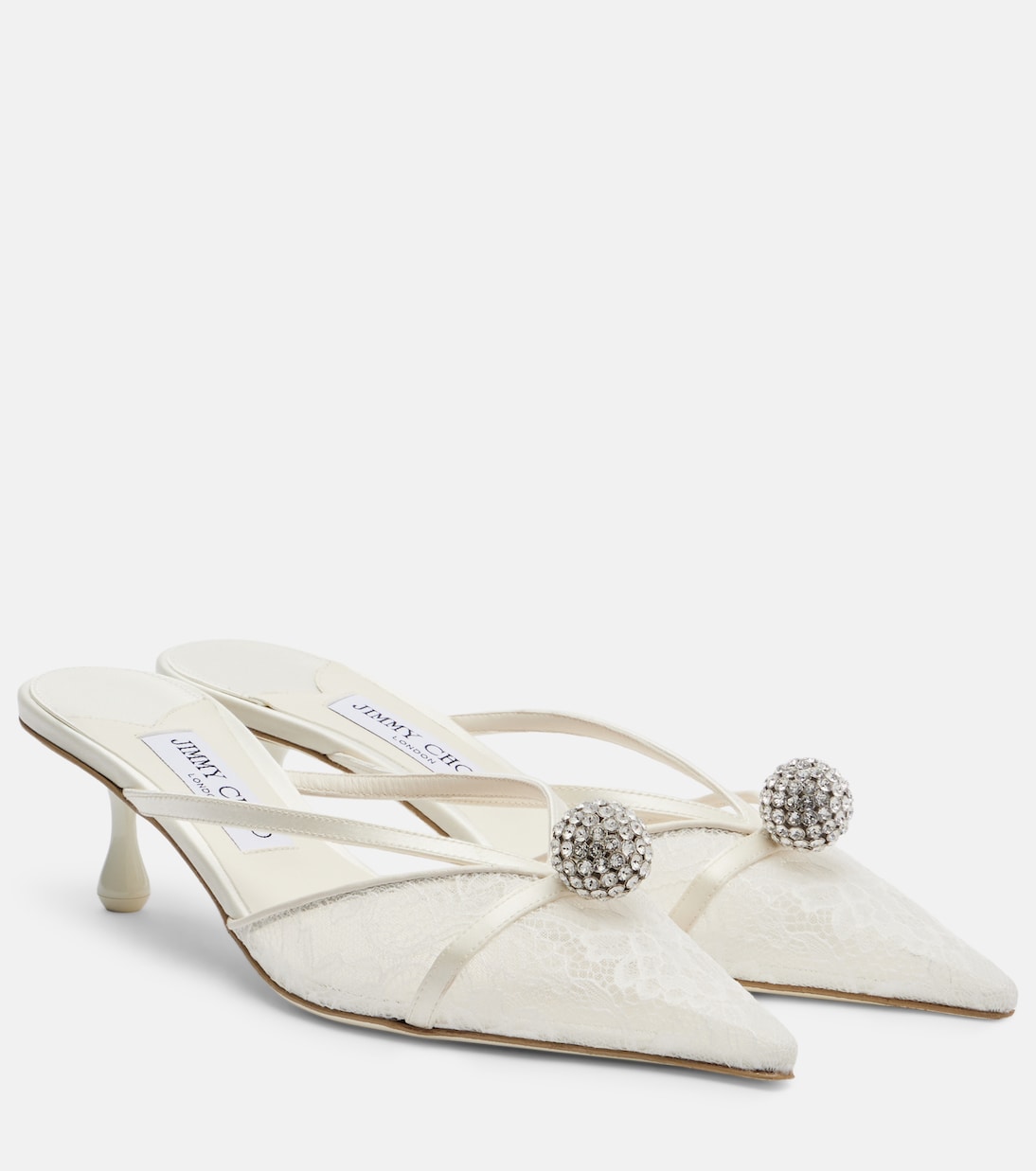 Sana embellished leather-trimmed lace mules | Jimmy Choo