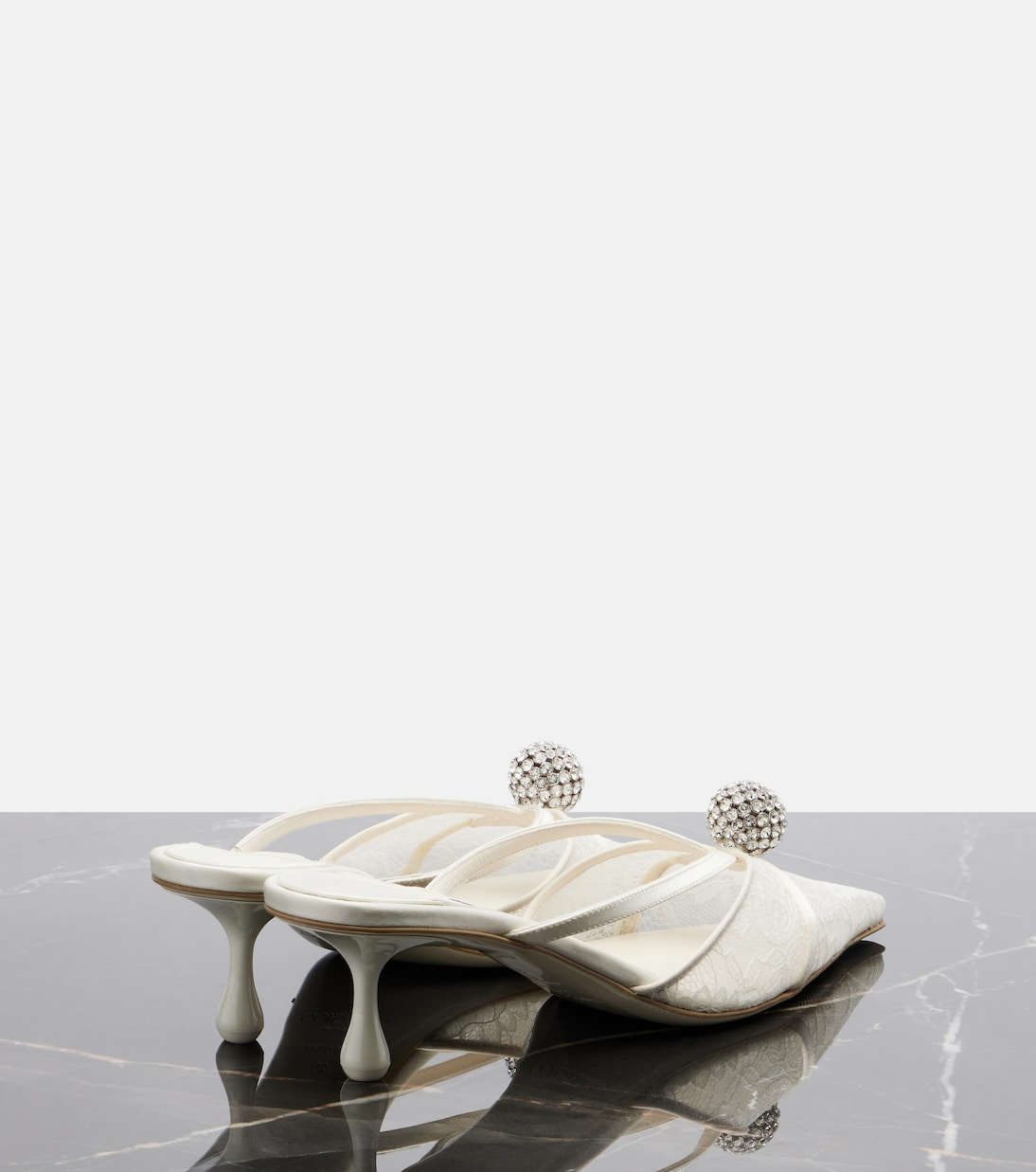 Sana embellished leather-trimmed lace mules | Jimmy Choo