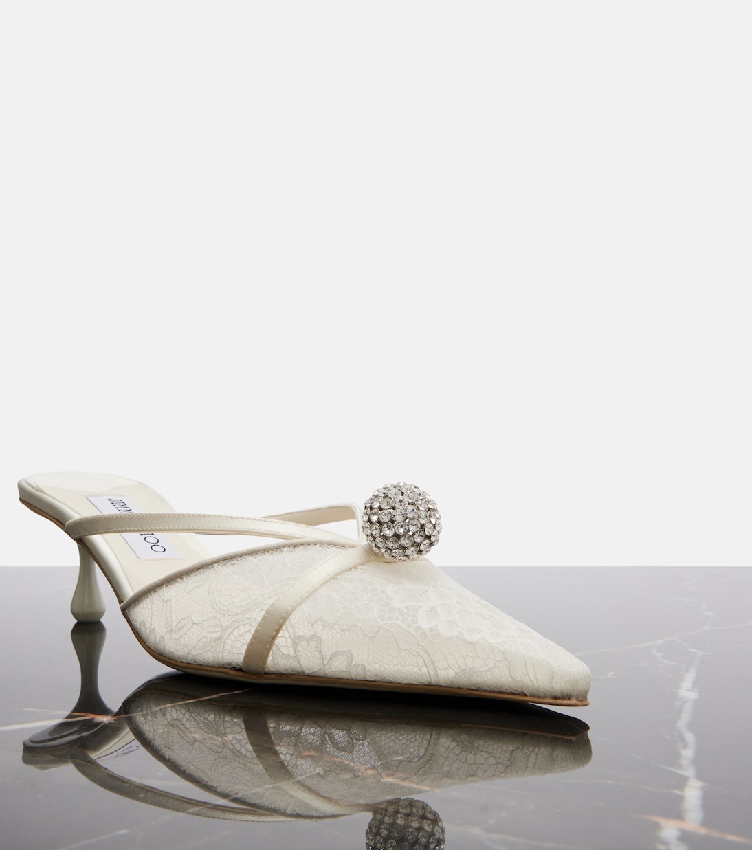 Sana embellished leather-trimmed lace mules | Jimmy Choo