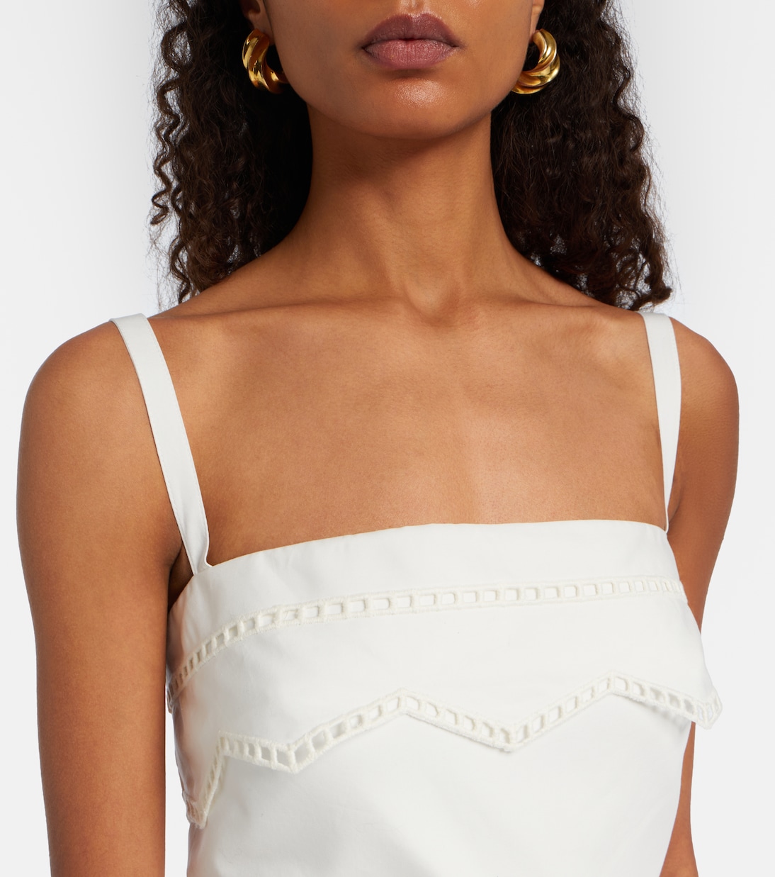 Belted organza-trimmed cotton maxi dress | Elie Saab