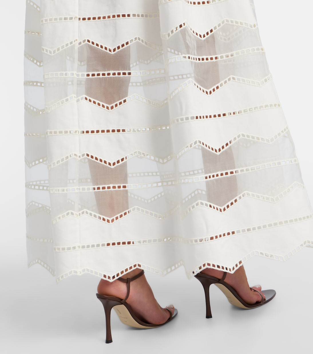 Belted organza-trimmed cotton maxi dress | Elie Saab