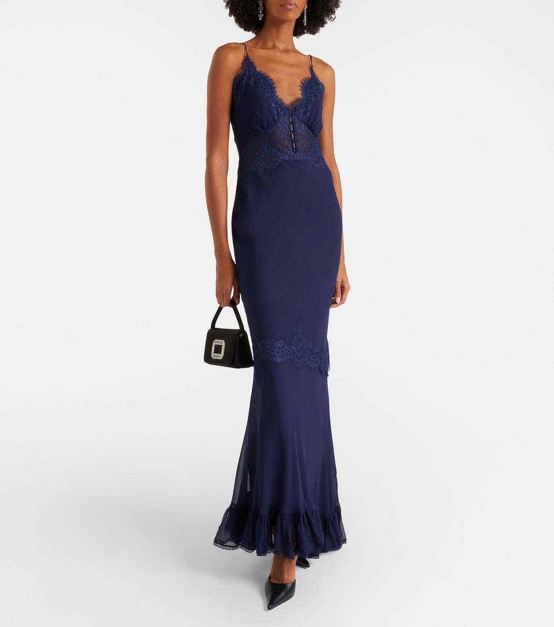 Robe aus Georgette mit Spitze | Self-Portrait