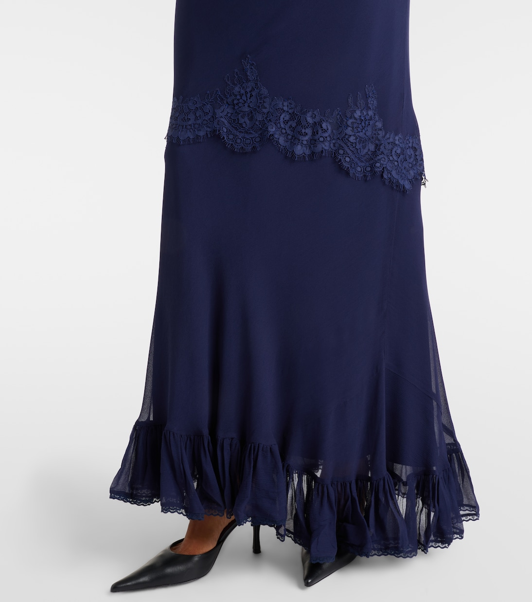 Robe aus Georgette mit Spitze | Self-Portrait