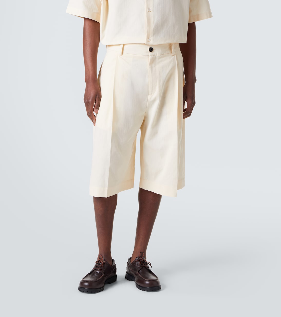 Bermuda-Shorts Fowld aus Baumwolle und Leinen | Studio Nicholson