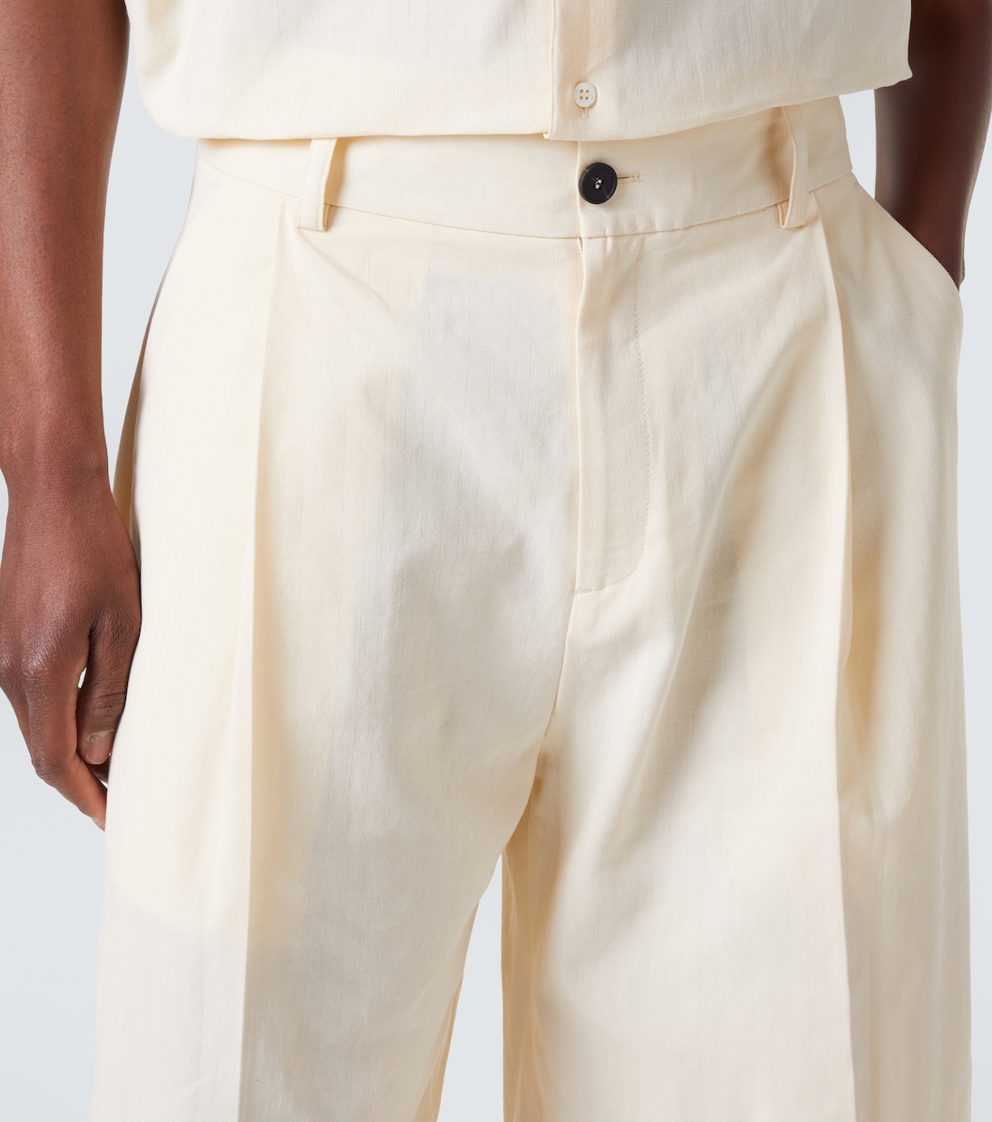 Bermuda-Shorts Fowld aus Baumwolle und Leinen | Studio Nicholson