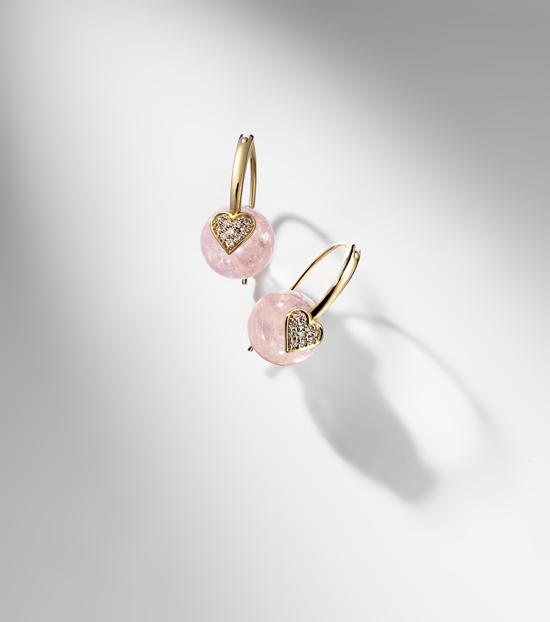 14kt gold (585/1000) earrings with diamonds and morganites | Sydney Evan