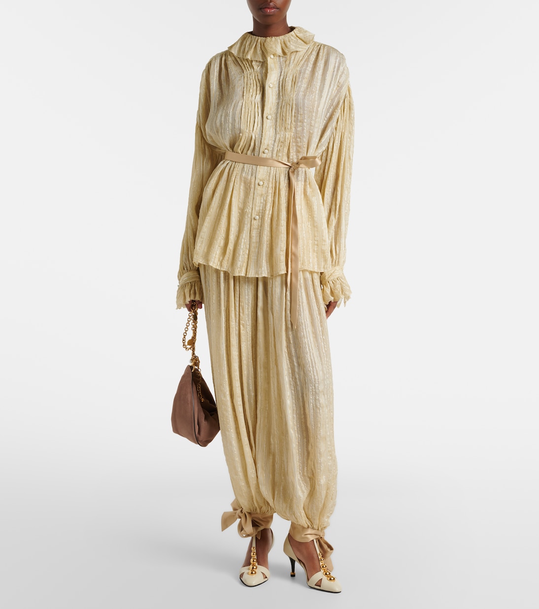 Pleated silk-blend blouse | Xu Zhi