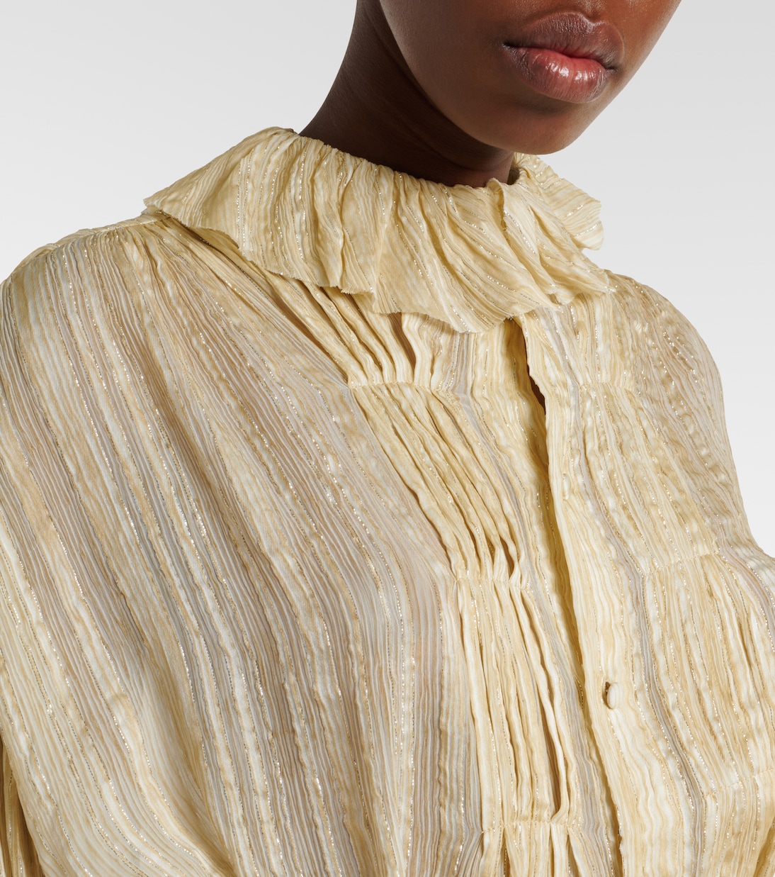 Pleated silk-blend blouse | Xu Zhi
