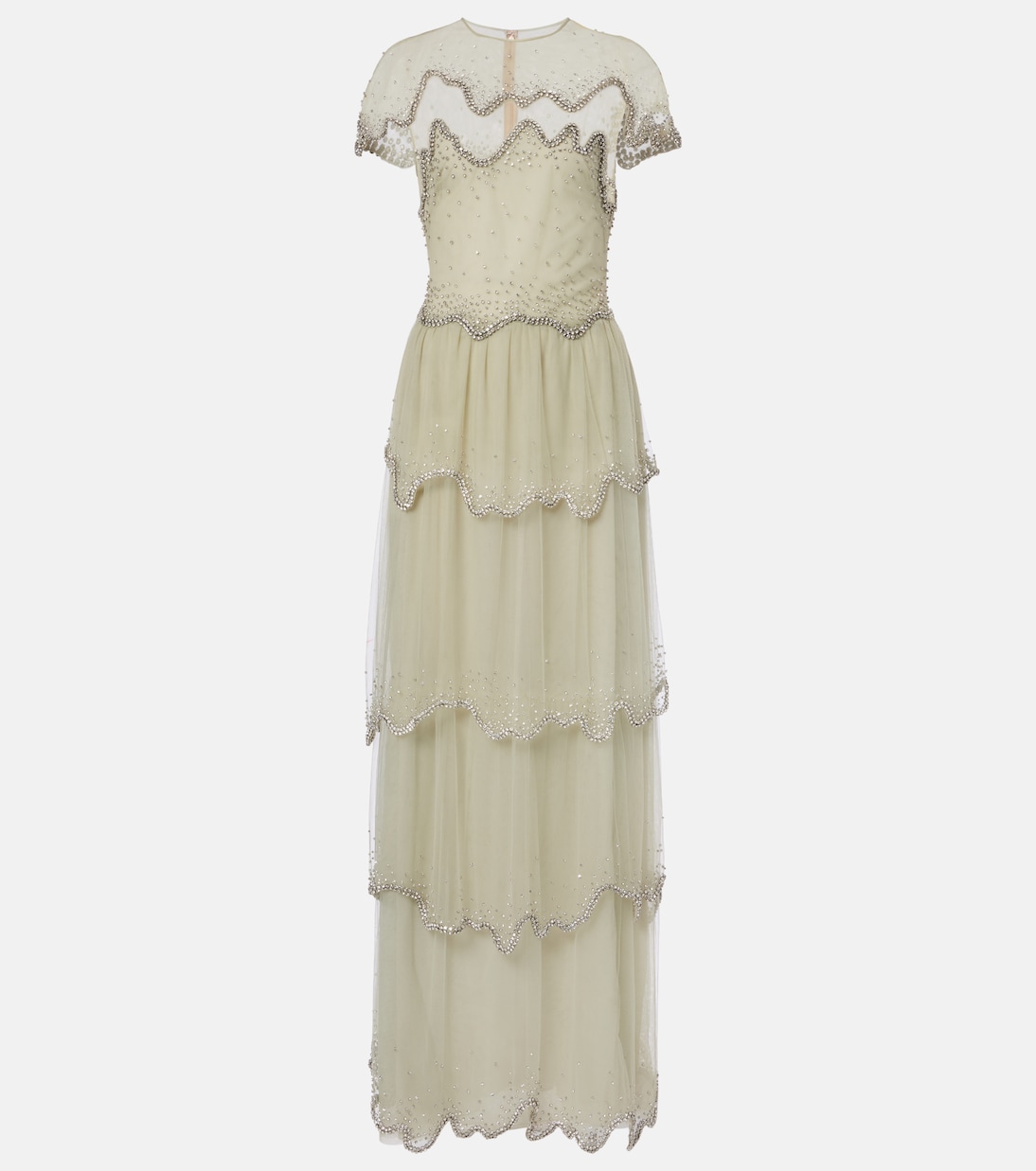 Zaria embellished tiered tulle gown | Costarellos