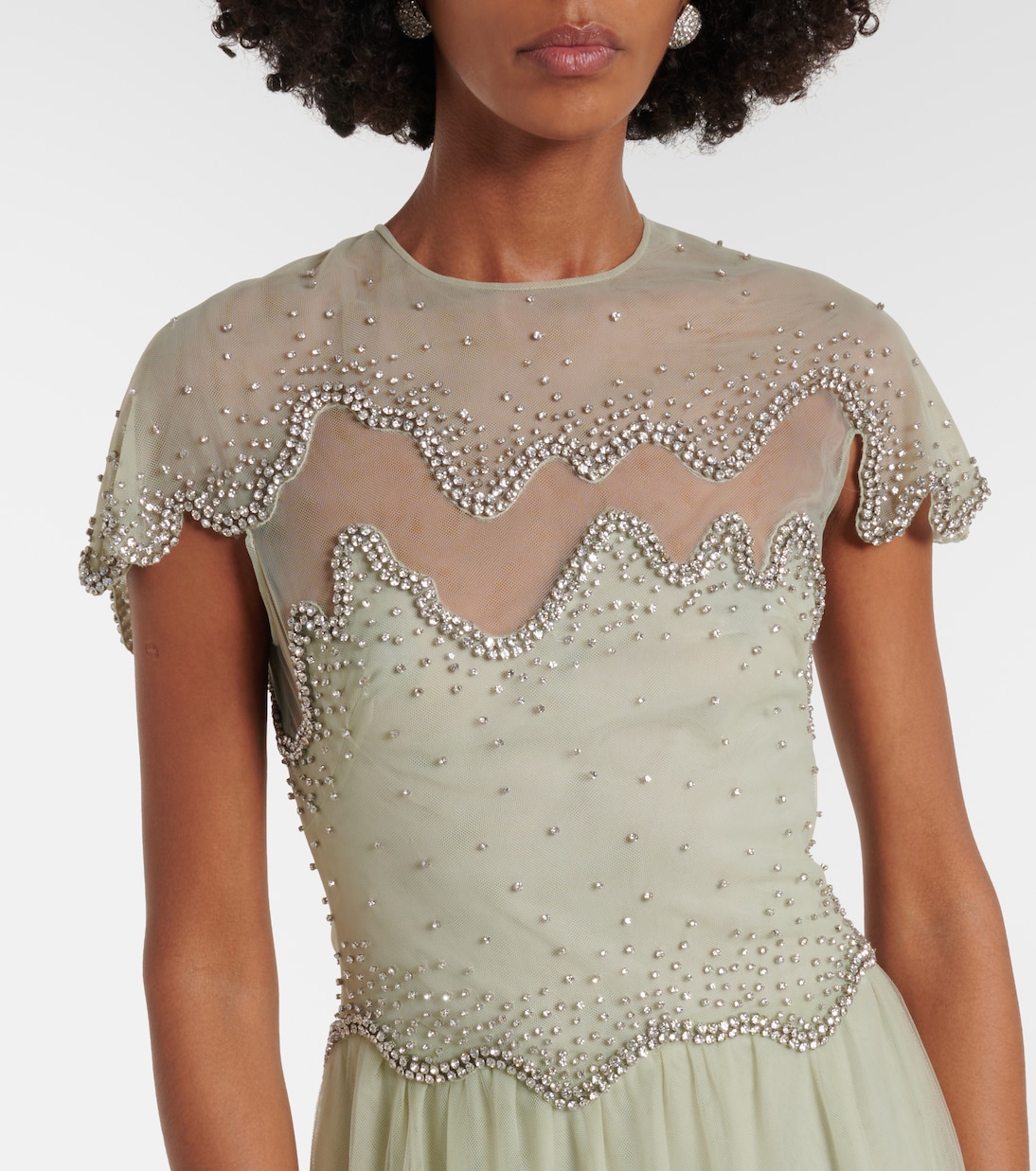 Zaria embellished tiered tulle gown | Costarellos