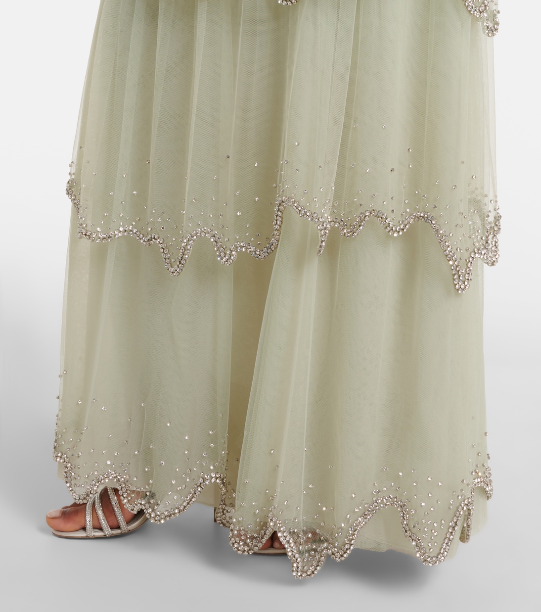 Zaria embellished tiered tulle gown | Costarellos
