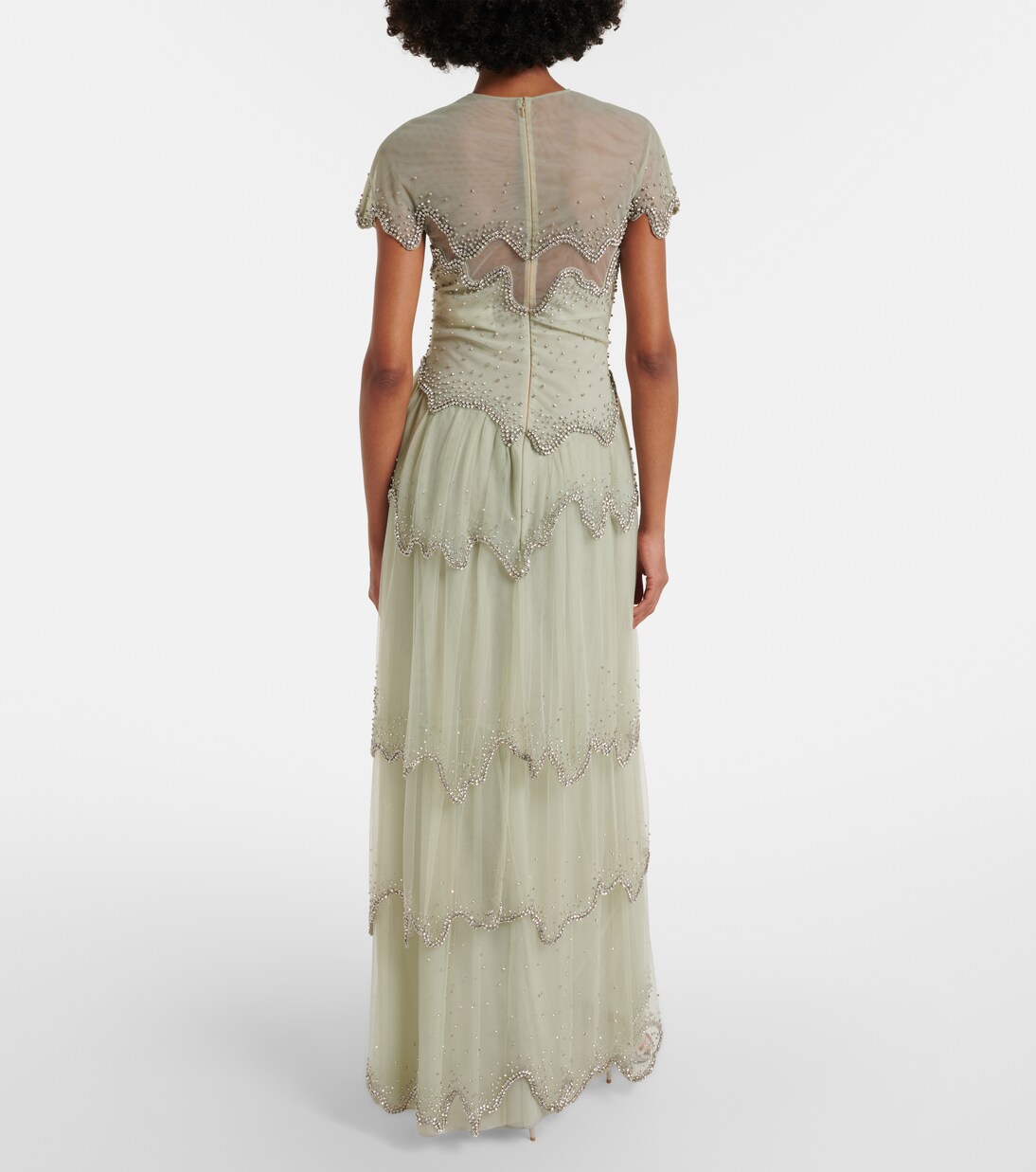 Zaria embellished tiered tulle gown | Costarellos