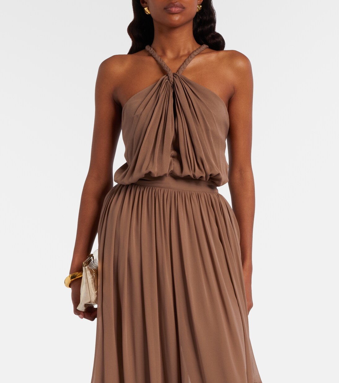 Gathered silk georgette bodysuit | Elie Saab