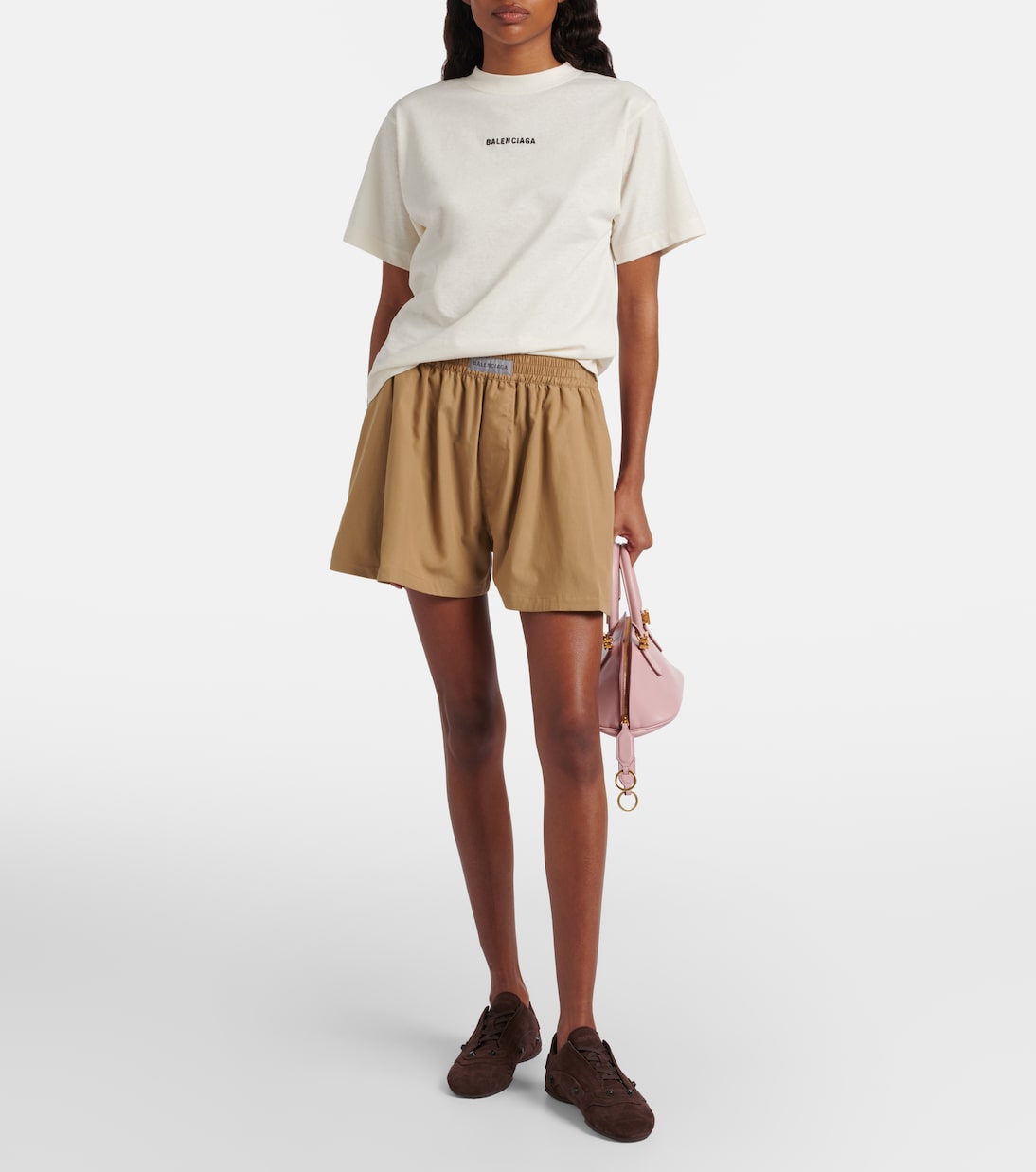 T-shirt en jersey de coton brodé à logo | Balenciaga