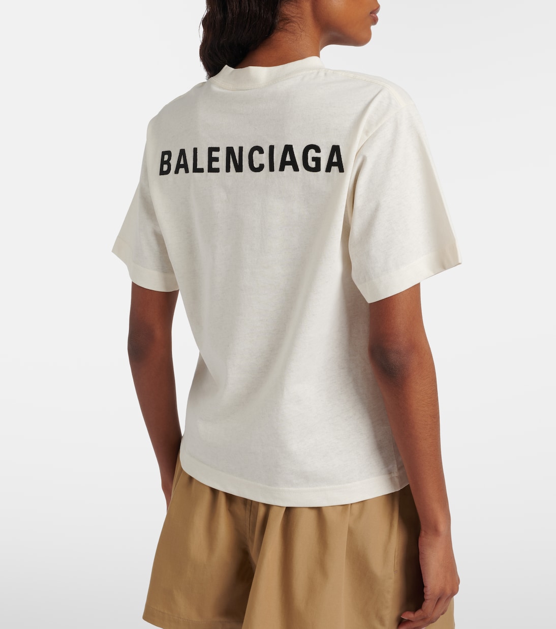 T-shirt en jersey de coton brodé à logo | Balenciaga