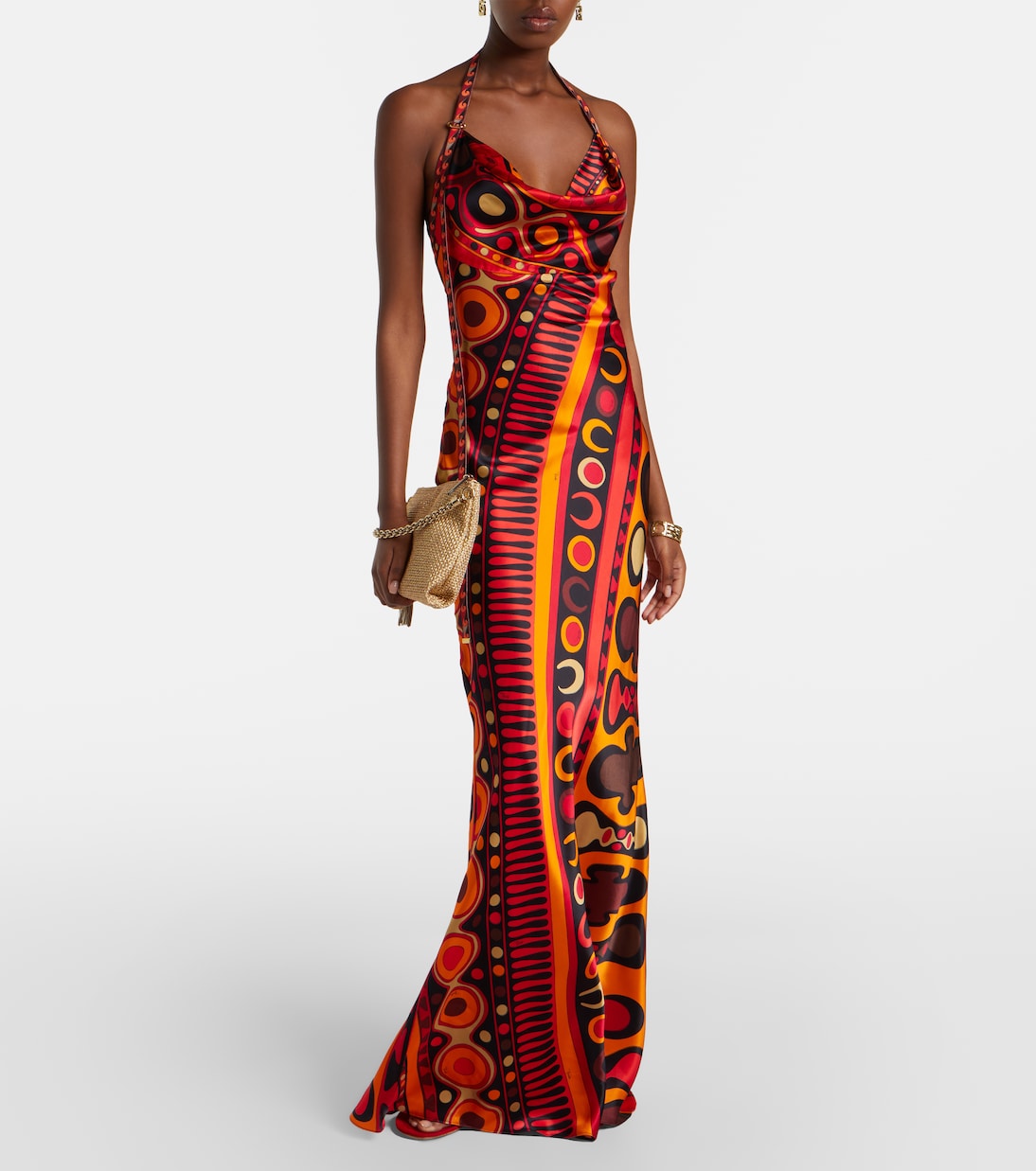 Soleil open-back satin maxi dress | Pucci