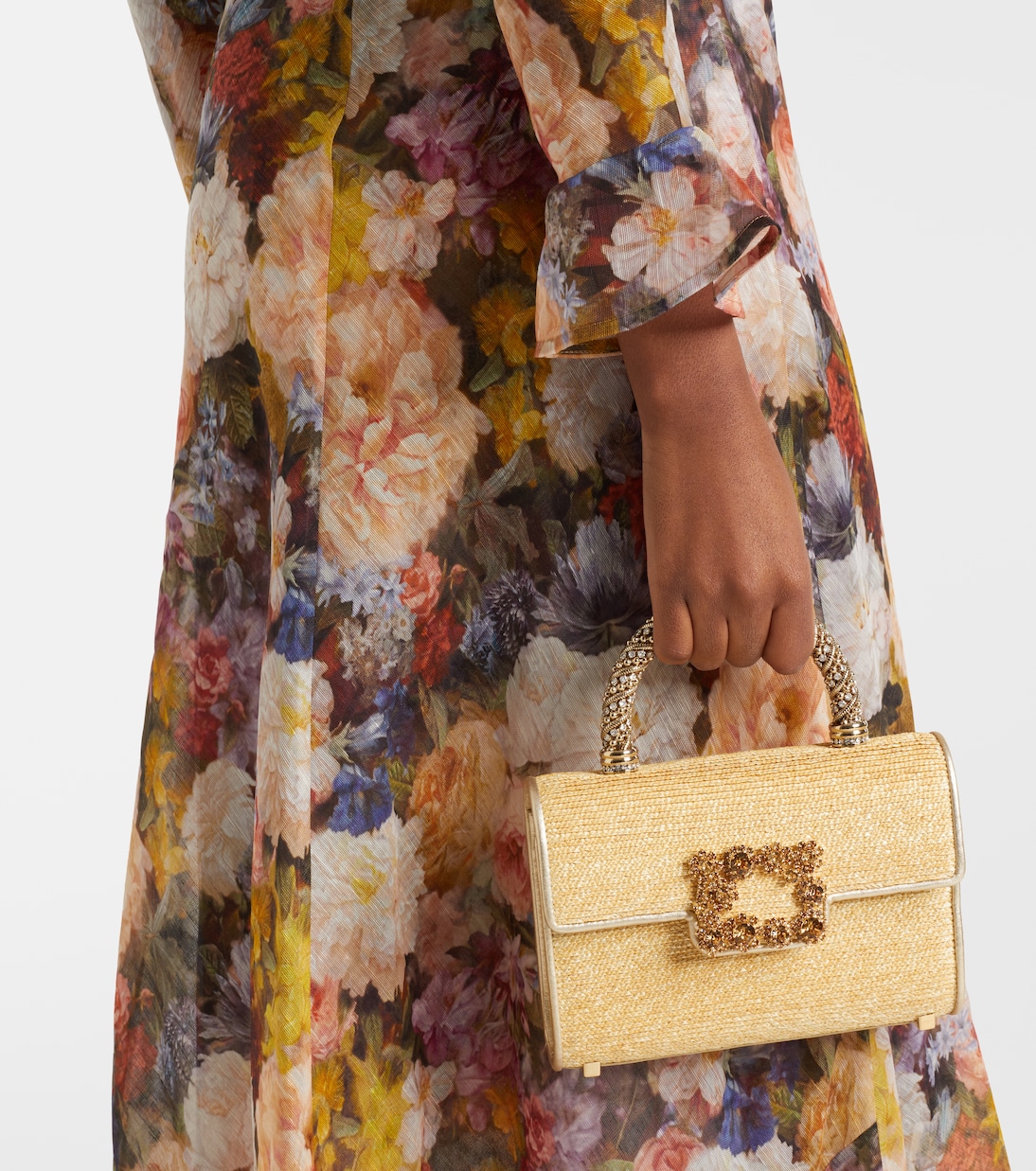 Jewel Efflorescence Mini straw tote bag | Roger Vivier