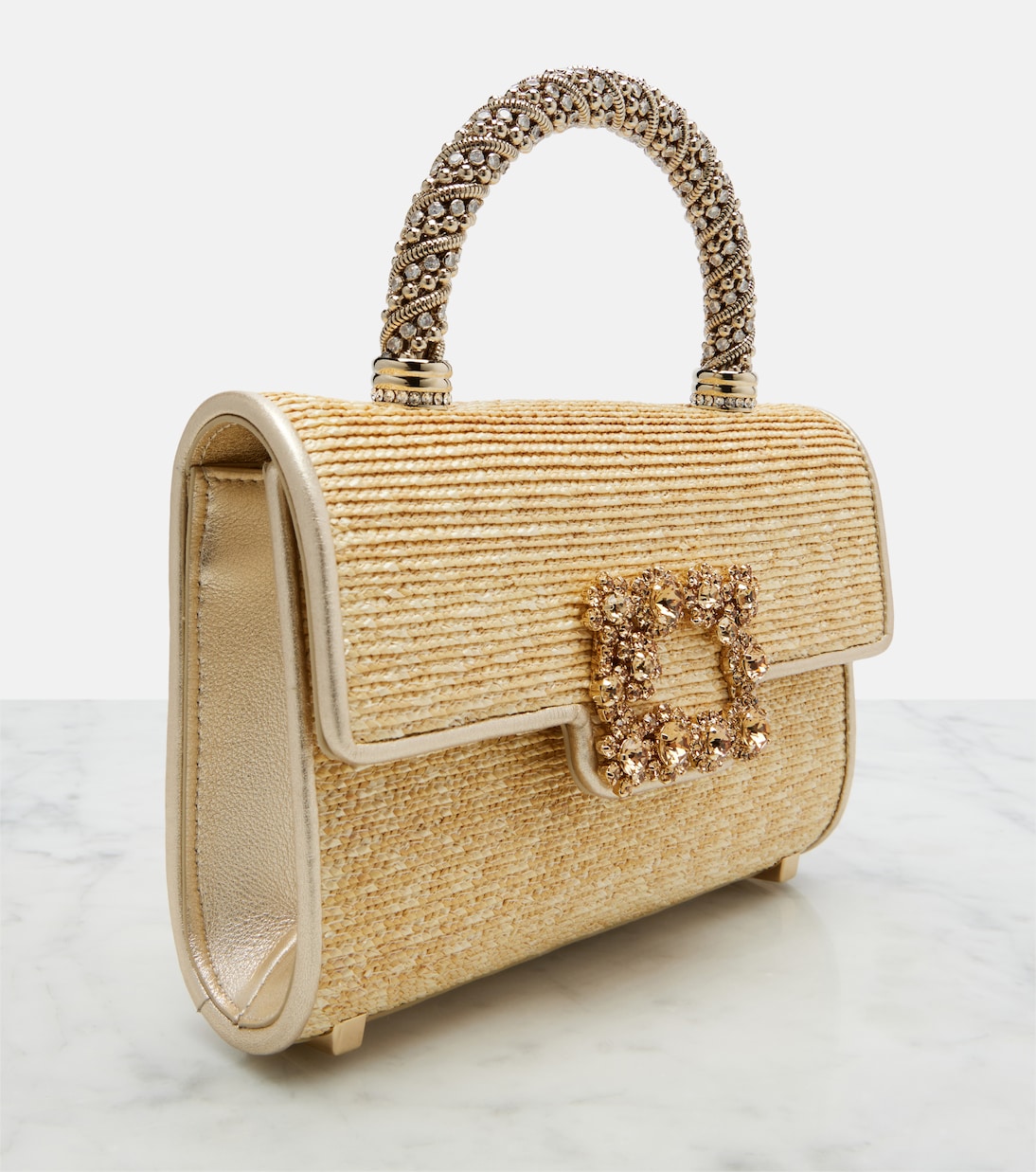 Jewel Efflorescence Mini straw tote bag | Roger Vivier