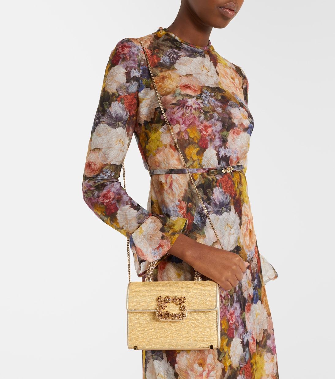 Jewel Efflorescence Mini straw tote bag | Roger Vivier