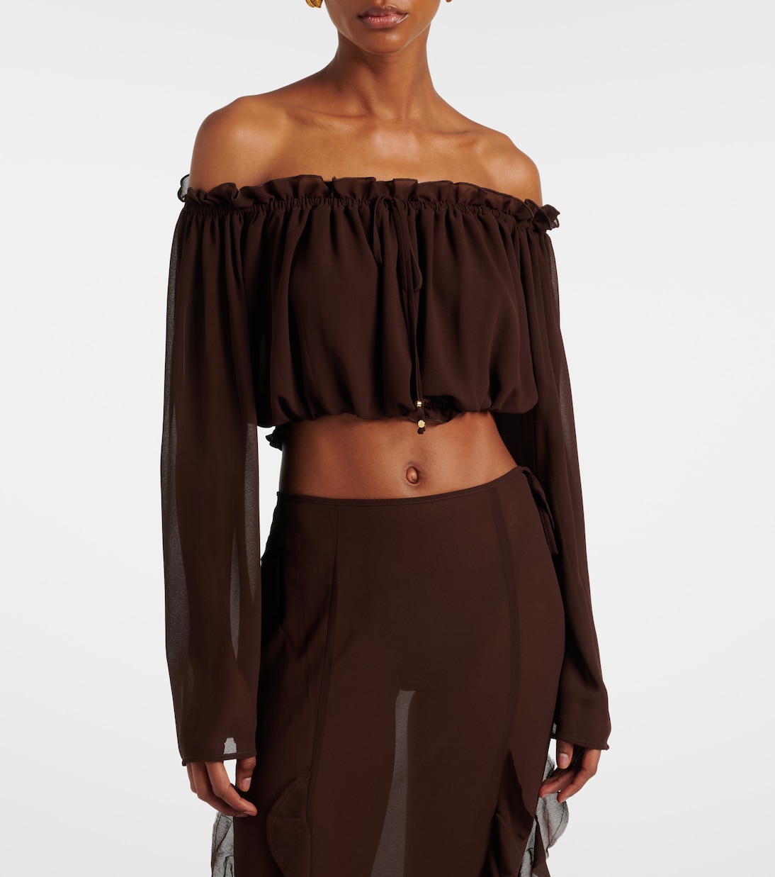 Ora off-shoulder crop top  | Bananhot