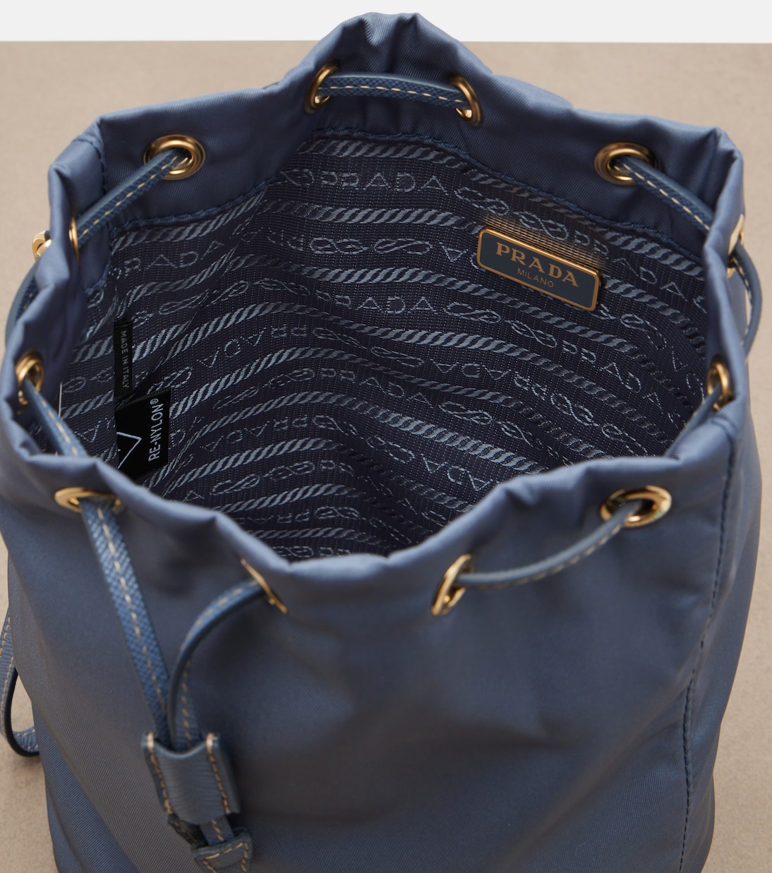 Re-Nylon leather-trimmed pouch | Prada