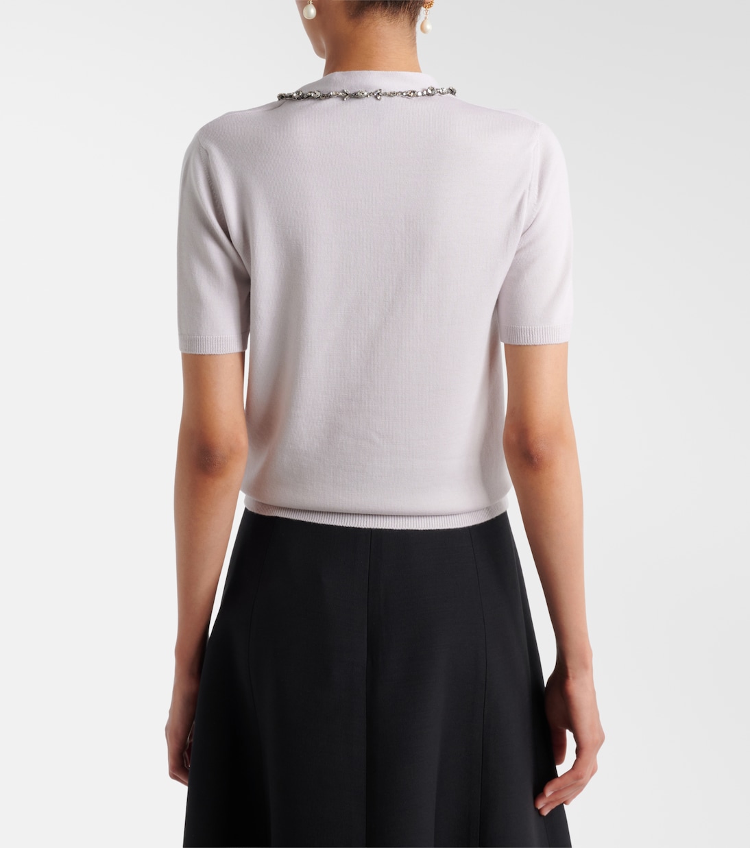 Embellished tie-neck virgin wool sweater | Valentino