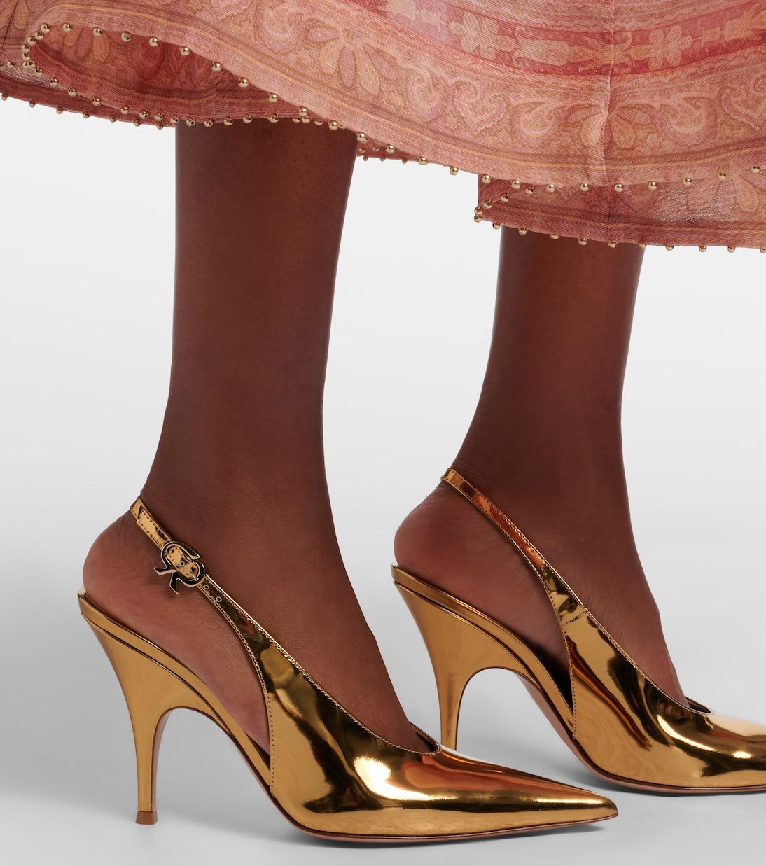 Slingback-Pumps Sofia aus Metallic-Leder | Gianvito Rossi