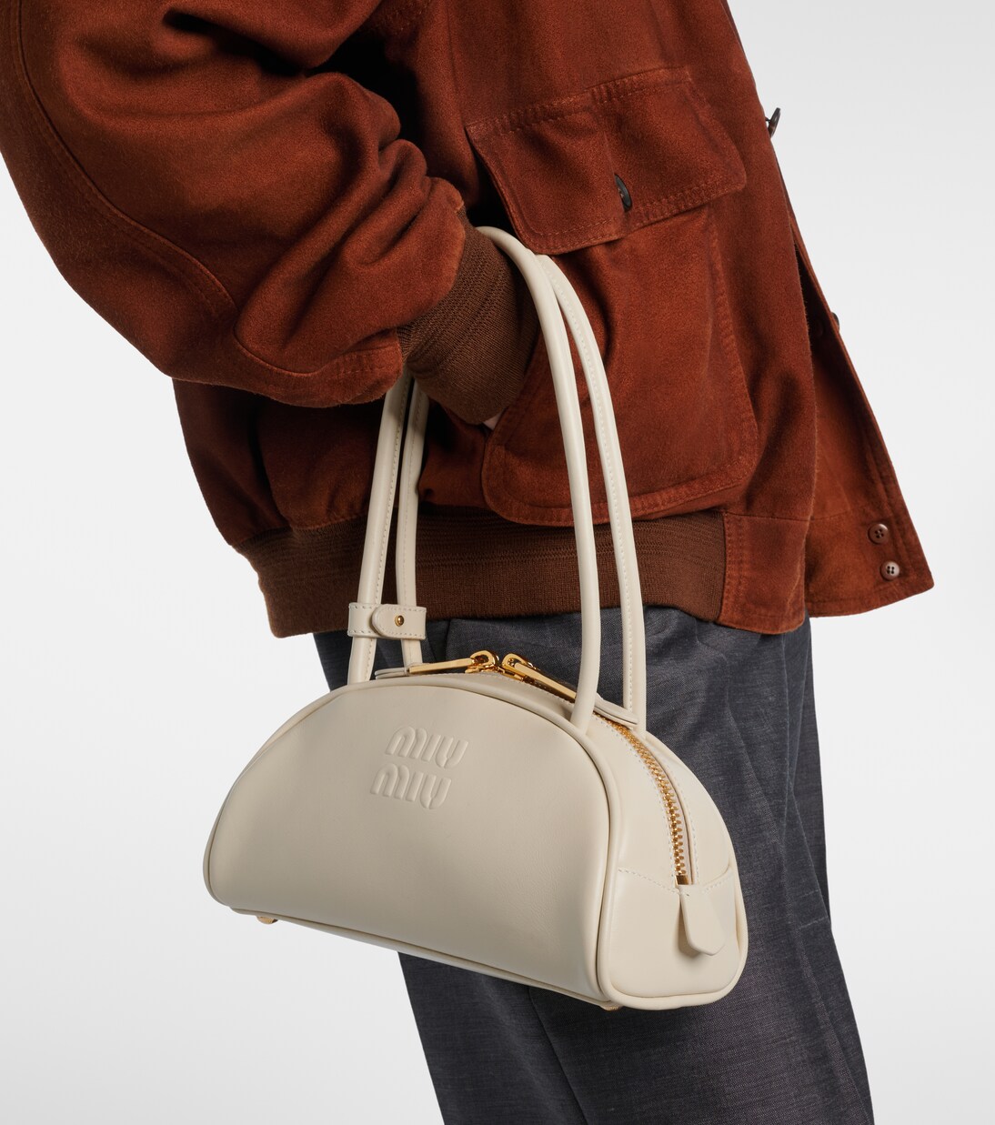 Beau Small leather bowling bag | Miu Miu