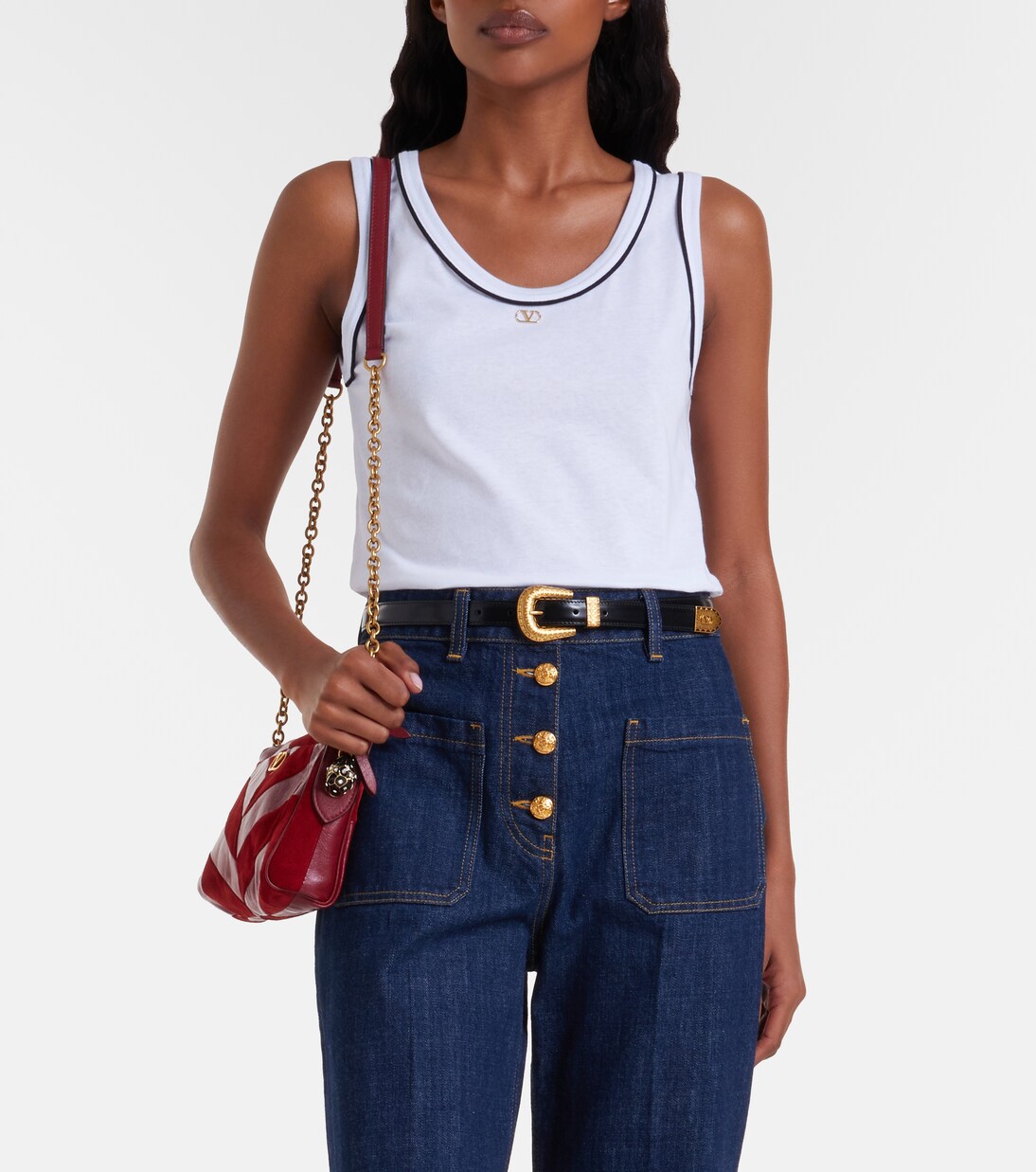 VLogo cotton jersey tank top  | Valentino