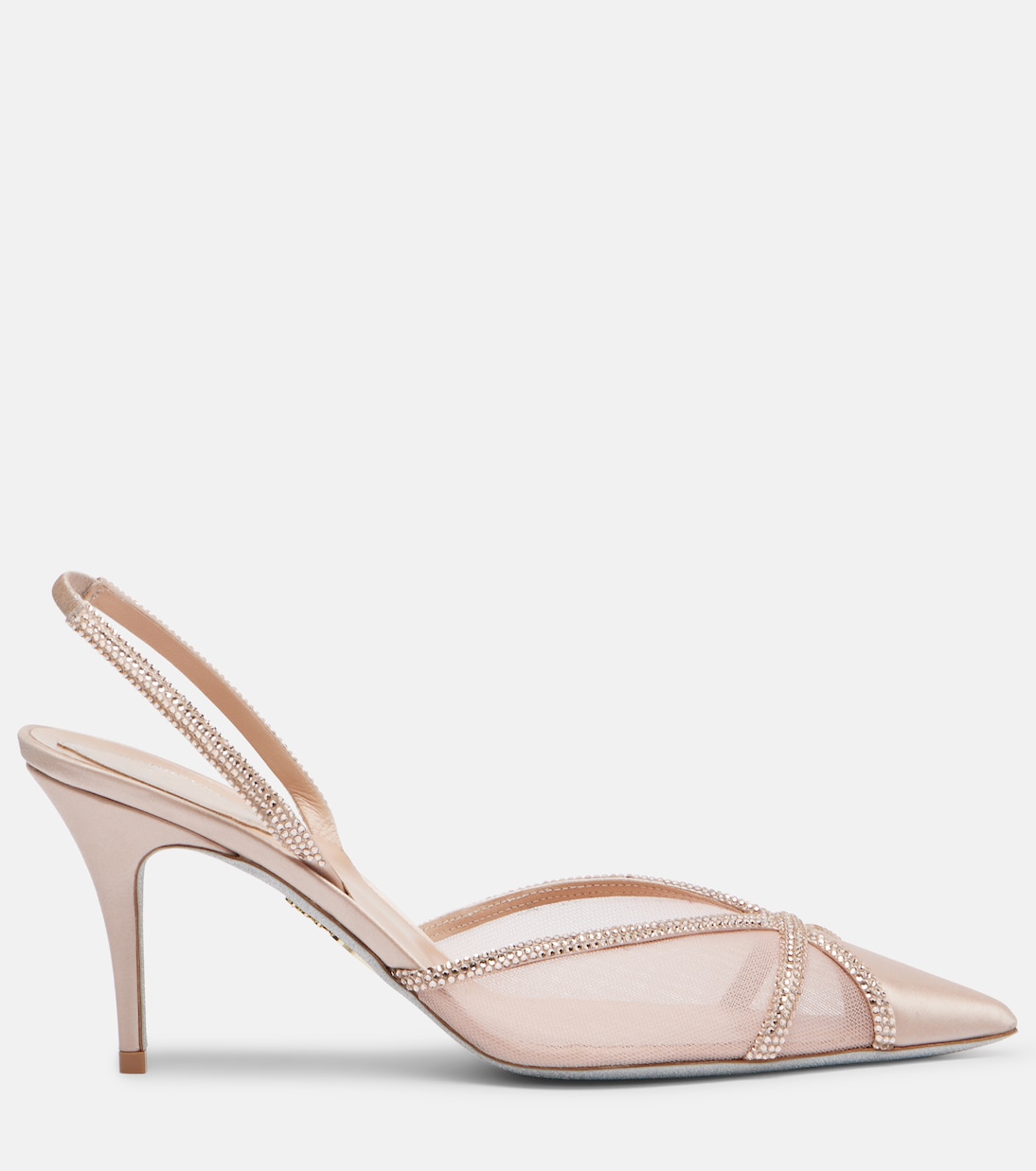 Embellished satin and mesh slingback pumps | Rene Caovilla