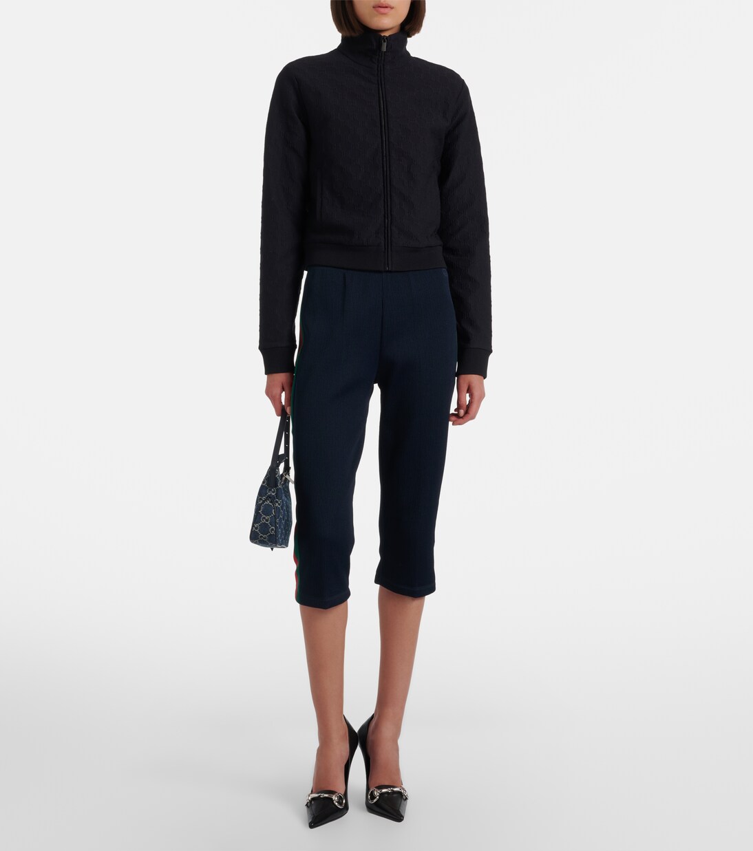Caprihose Web Stripe aus Rippstrick | Gucci