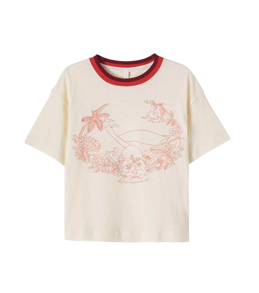 Mahon embroidered linen and cotton T-shirt | Zimmermann Kids