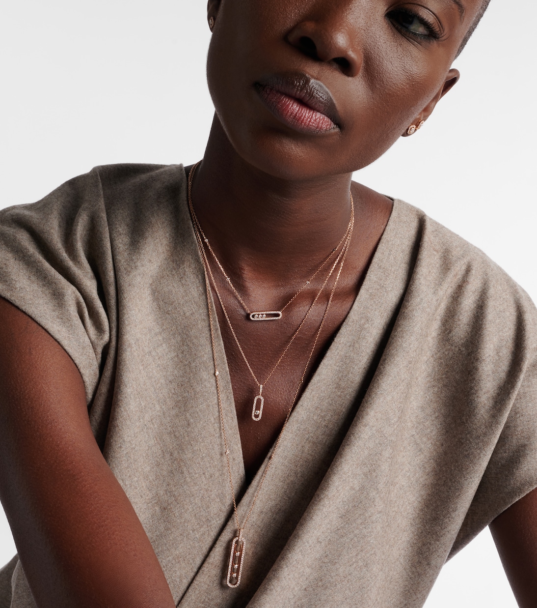 Baby Move 18kt rose gold necklace with diamonds | Messika