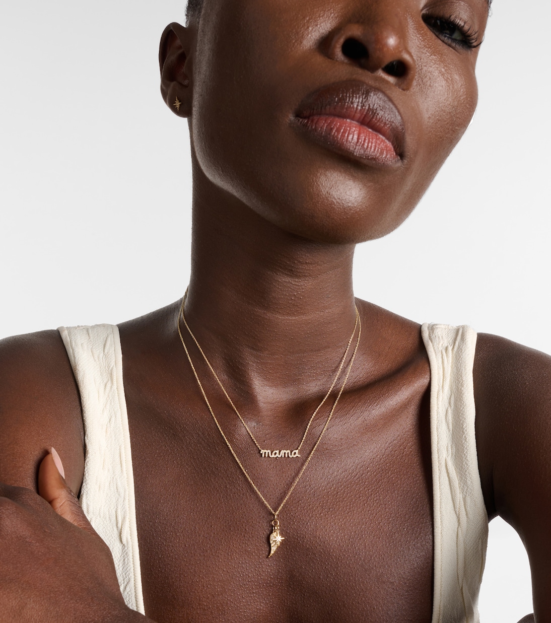 Wing and Starburst 14kt gold necklace with diamonds | Sydney Evan