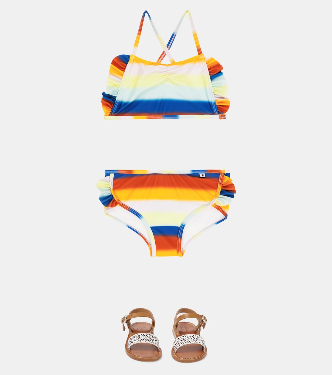 Nanda ruffle-trimmed striped bikini | Molo