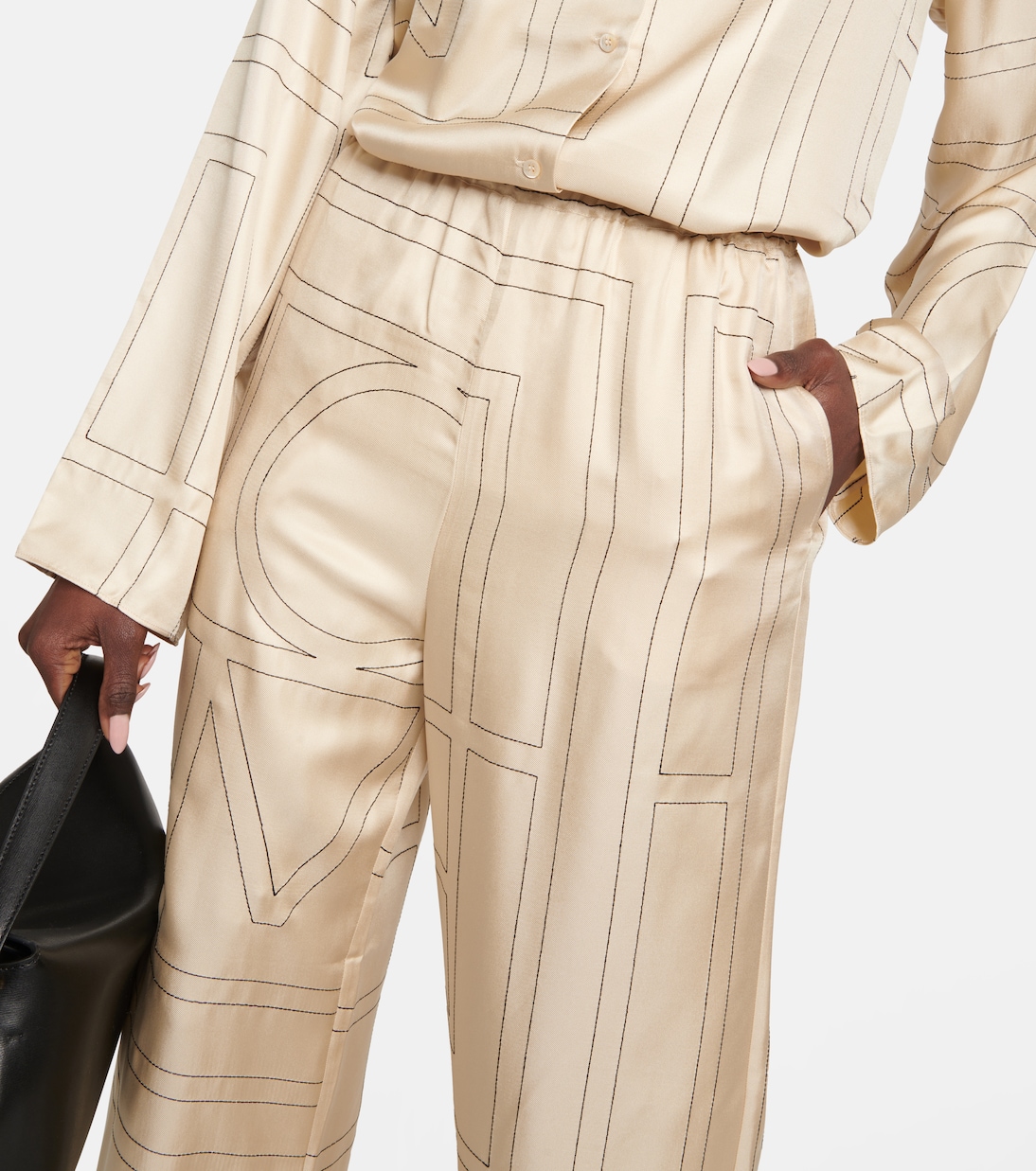 Logo mid-rise silk pants | Toteme