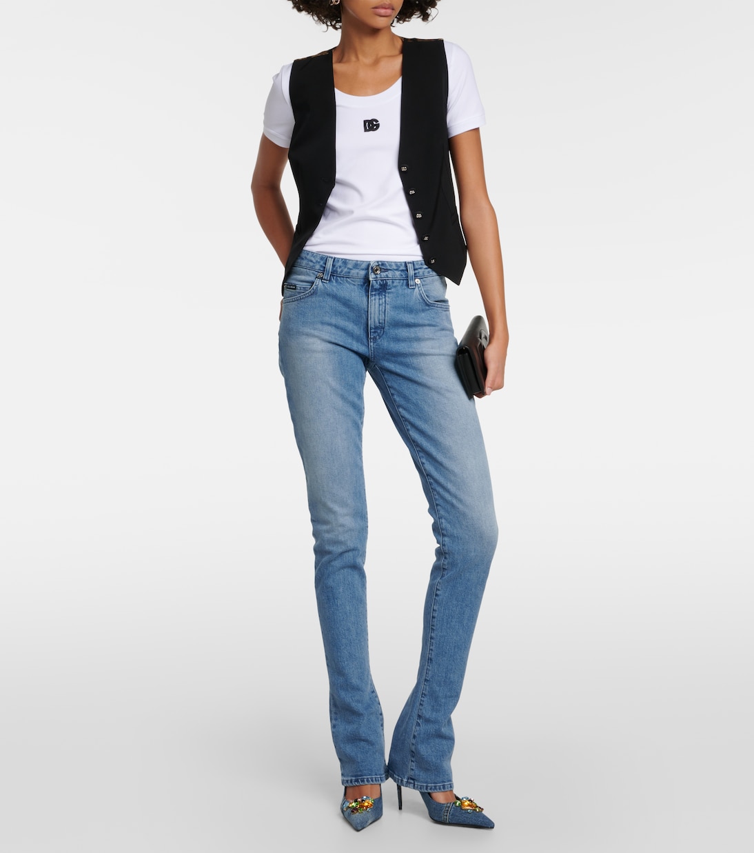 Crystal-embellished denim pumps | Dolce&Gabbana