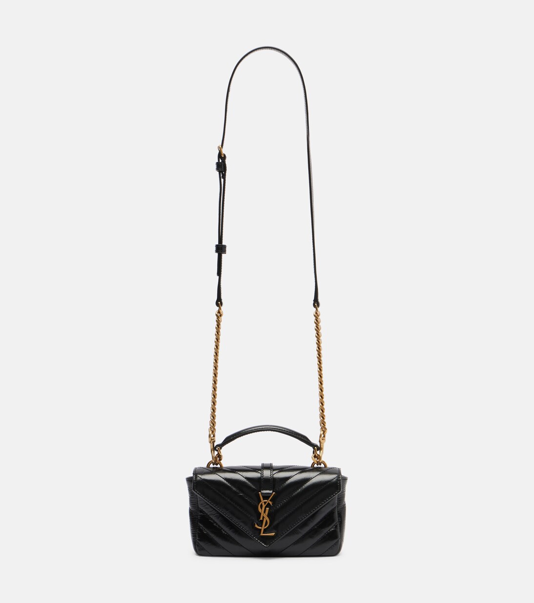 College Mini metalassé leather shoulder bag | Saint Laurent