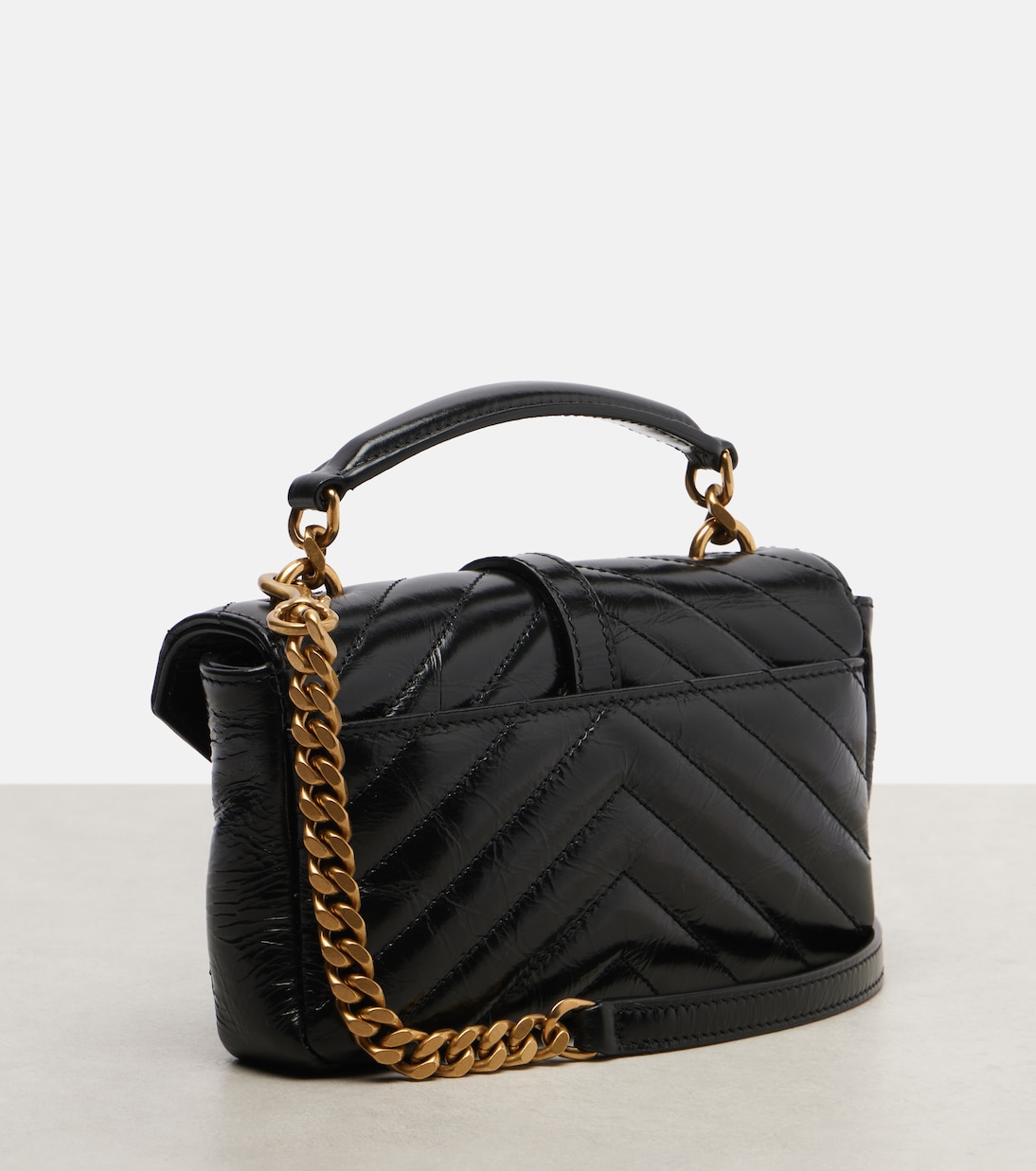 College Mini metalassé leather shoulder bag | Saint Laurent