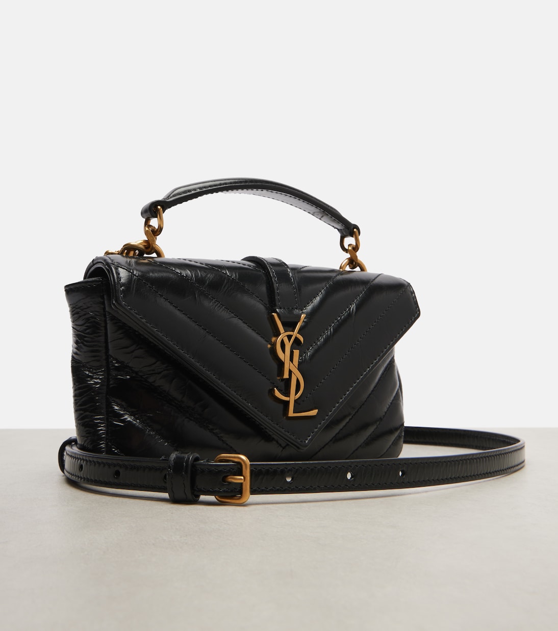 College Mini metalassé leather shoulder bag | Saint Laurent