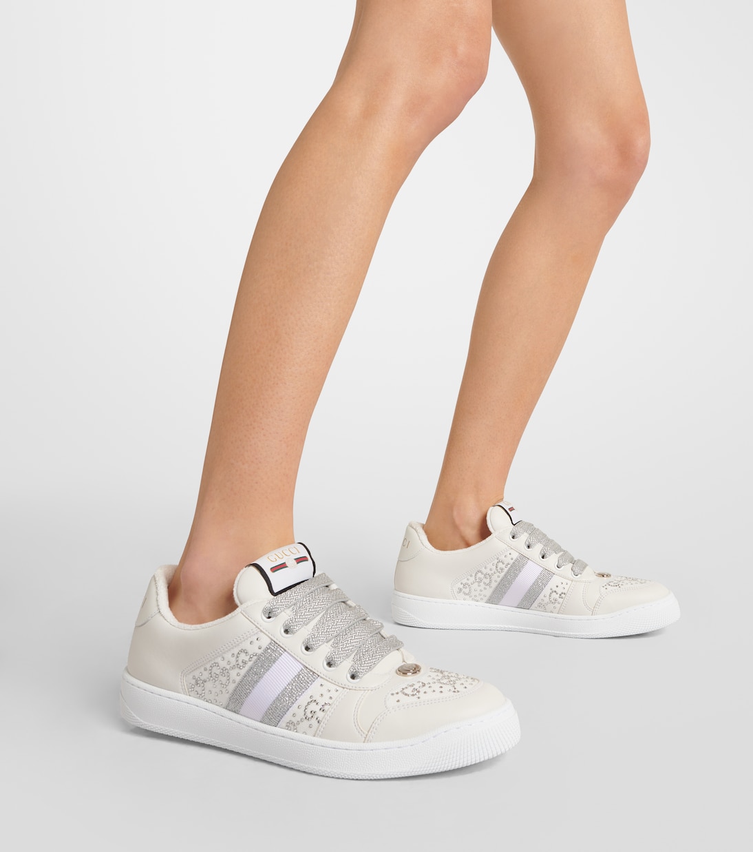 Baskets Screener en cuir à cristaux | Gucci