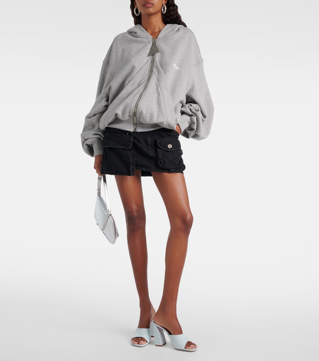 Brigitte 95 denim and leather mules | Amina Muaddi