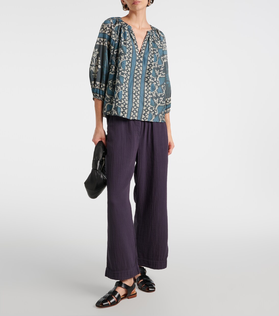 Dayana printed cotton and silk blouse  | Velvet